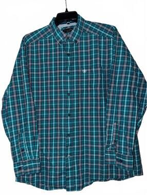 Ariat Pro Series Men’s XL 16 Teal Plaid Long Sleeve Western Performance Shirt
